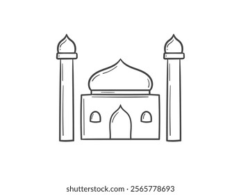 Religious mosque ramadan kareem hand drawn design element