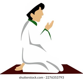 Religious Muslim men praying on occasion of Islamic Holy Month of Fasting, Ramadan Mubarak.ramadan kareem. for social media or posts