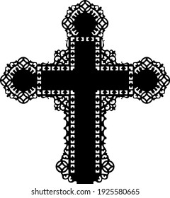 Religious openwork cross. Vector image.