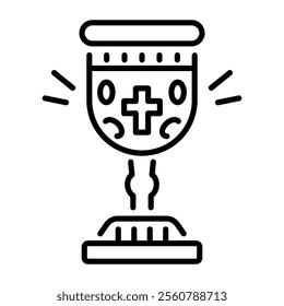 Religious orthodox chalice icon in line style 