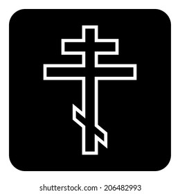 Religious orthodox cross button on white background. Vector illustration.