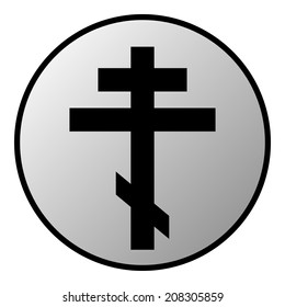 Religious orthodox cross button on white background. Vector illustration.