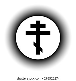 Religious orthodox cross button on white background. Vector illustration.