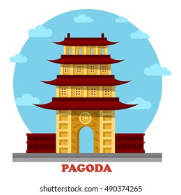 Religious pagoda or tiered tower with eaves. Statue for buddha monk faith that used for tourism and travel visiting. Good for culture and spiritual, history and architecture outdoor view theme