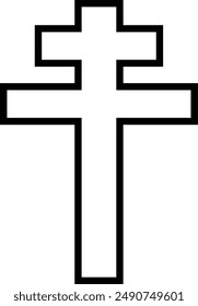 Religious Patriarchal Cross flat black vector icon.