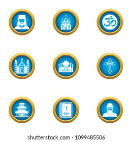 Religious peace icons set. Flat set of 9 religious peace vector icons for web isolated on white background