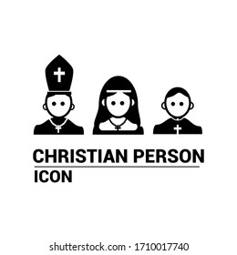 Religious people icon. Basic icon of a nun, a pope a priest.