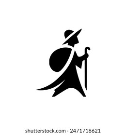 religious pilgrim man pray logo vector illustration template design