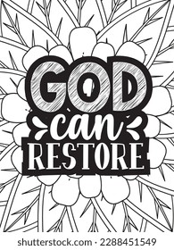 Religious Quotes Coloring pages. Coloring page for adults and kids. Vector Illustration.