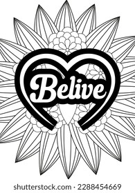 Religious Quotes Coloring pages. Coloring page for adults and kids. Vector Illustration.