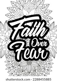 Religious Quotes Coloring pages. Coloring page for adults and kids. Vector Illustration.