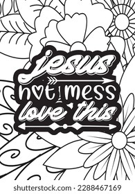 Religious Quotes Coloring pages. Coloring page for adults and kids. Vector Illustration.