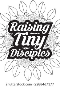 Religious Quotes Coloring pages. Coloring page for adults and kids. Vector Illustration.