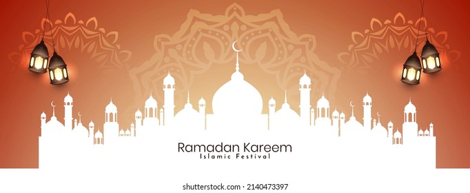 Religious Ramadan Kareem islamic festival banner design vector