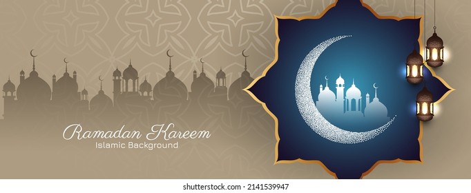 Religious Ramadan Kareem islamic festival banner design vector