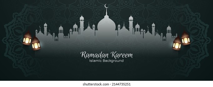 Religious Ramadan Kareem islamic festival banner design vector