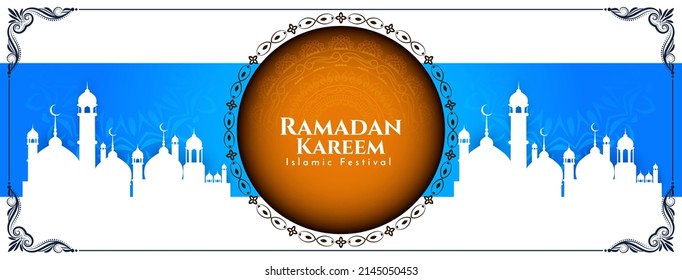 Religious Ramadan Kareem islamic festival banner design vector