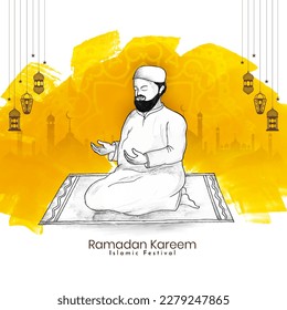 Religious Ramadan Kareem Islamic festival praying background vector