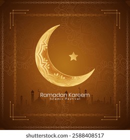 Religious Ramadan Kareem Islamic festival Holy month celebration card vector