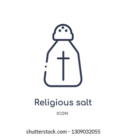 religious salt icon from religion outline collection. Thin line religious salt icon isolated on white background.