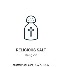 Religious salt outline vector icon. Thin line black religious salt icon, flat vector simple element illustration from editable religion concept isolated stroke on white background