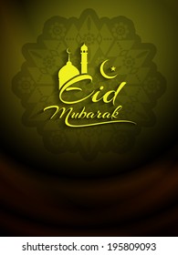 Religious shiny background with beautiful text design of Eid Mubarak. vector illustration