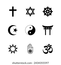 Religious signs Set. Icons of religion and faith