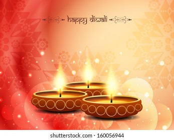 religious sparkling red color background design for diwali festival with beautiful lamps. vector illustrator