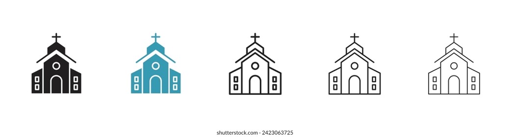 Religious Structure Vector Icon Set. Sacred Building vector symbol for UI design.
