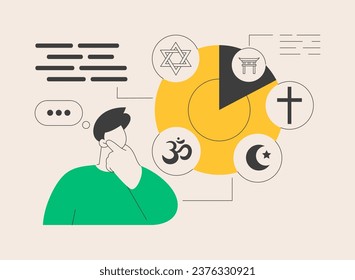 Religious symbol abstract concept vector illustration. World religion symbols, iconic representation, latin cross, star of david, religious tradition, crescent and star, faith abstract metaphor.