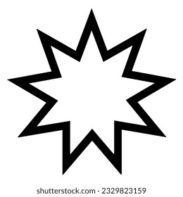 Religious symbol of Bahaism. Bahai star. Vector illustration isolated on white background
