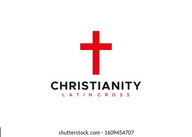 Religious Symbol Christianity Latin Cross. Flat Vector Icon Design Template Element