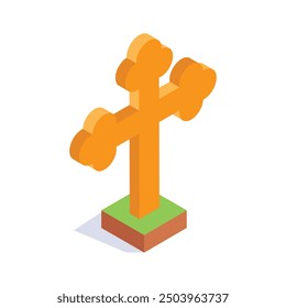 Religious symbol, isometric icon of holy cross in modern style