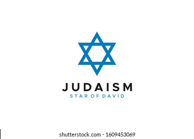 Religious Symbol Judaism Star of David. Flat Vector Icon Design Template Element