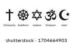 Religious symbols icon set. Vector illustration, flat design.