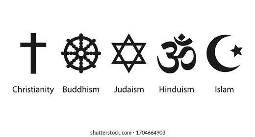Religious symbols icon set. Vector illustration, flat design. - Shutterstock ID 1704664903