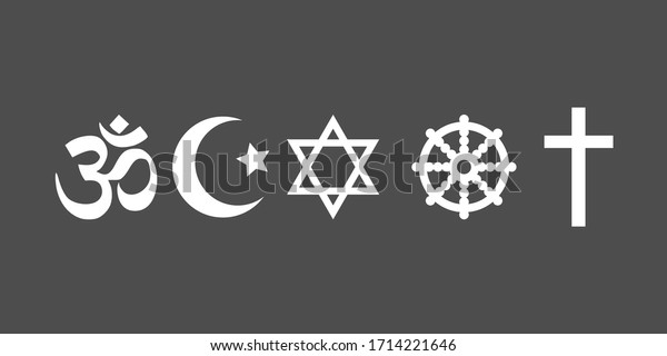 Religious symbols icon set. Vector illustration,\
flat design.