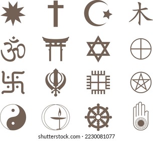 Religious symbols isolated set illustration