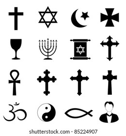 Religious symbols on white background