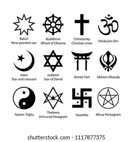 World Religion Symbols Eight Signs Major Stock Vector (Royalty Free ...