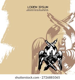Religious vintage poster template with Eagle symbol Saint John. Christian illustration in Byzantine style