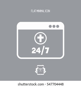 Religious web services 24/7 - Vector flat icon