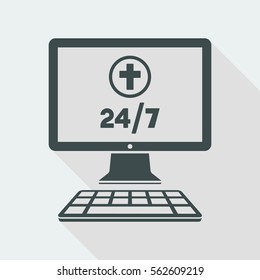 Religious web services 24/7 - Vector flat icon