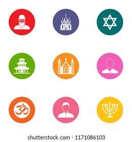 Religious zealot icons set. Flat set of 9 religious zealot vector icons for web isolated on white background
