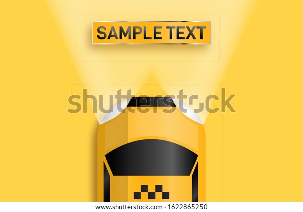 Relistic business card taxi. Space for text\
illuminated by auto\
headlights.