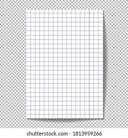 Relistic white sheet of paper in a cage on a transparent background. Isolated vector object. EPS 10