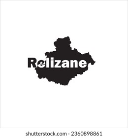 Relizane map and black letter design on white background