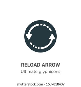 Reload arrow glyph icon vector on white background. Flat vector reload arrow icon symbol sign from modern ultimate glyphicons collection for mobile concept and web apps design.