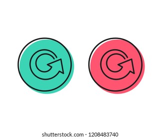 Reload arrow line icon. Update Arrowhead symbol. Navigation pointer sign. Positive and negative circle buttons concept. Good or bad symbols. Reload Vector