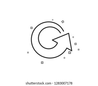 Reload arrow line icon. Update Arrowhead symbol. Navigation pointer sign. Geometric shapes. Random cross elements. Linear Reload icon design. Vector